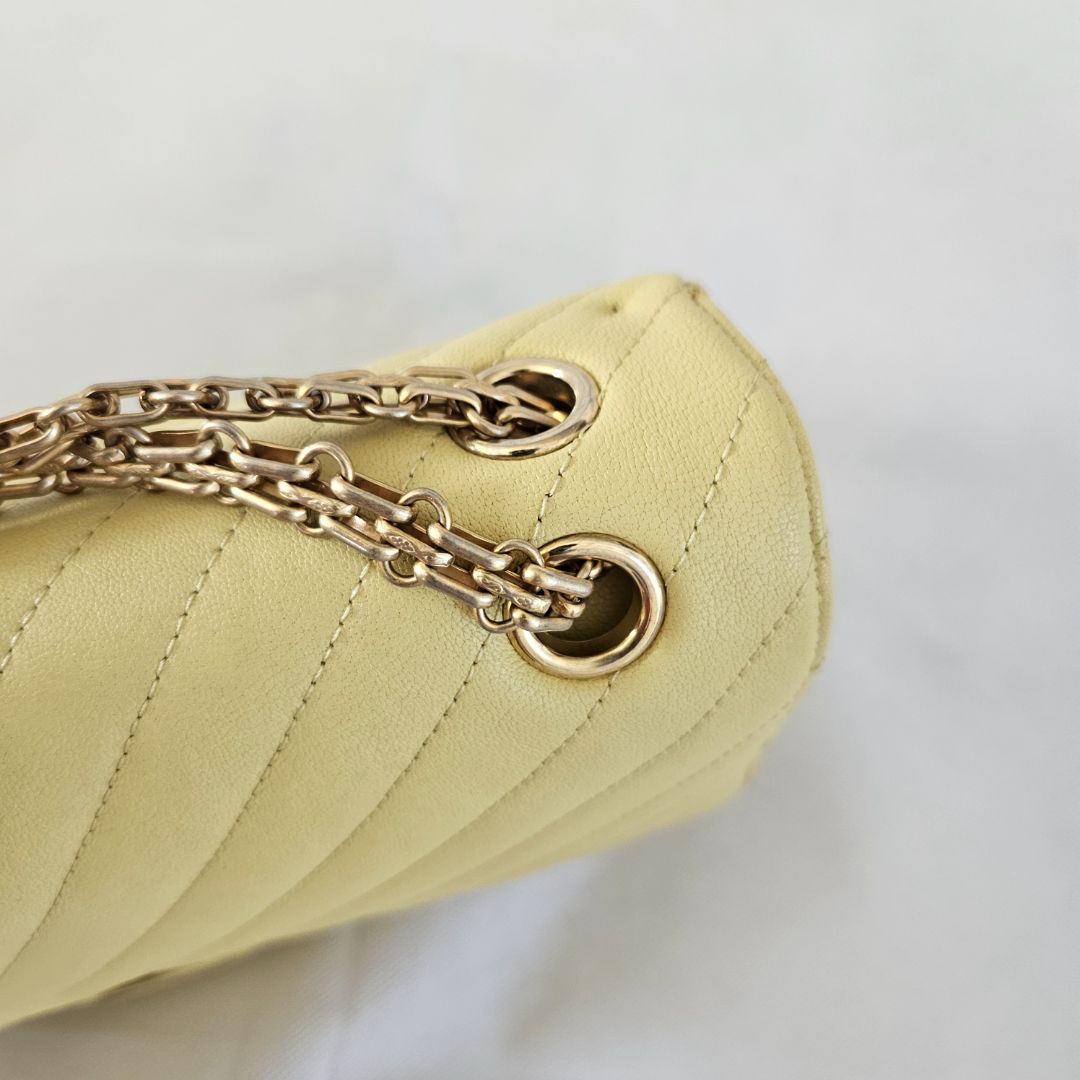 Chanel Yellow Chevron Leather Classic 227 Reissue 2.55 Flap Bag