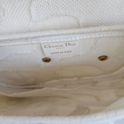 Dior White Patchwork Saddle bag with Bejeweled strap