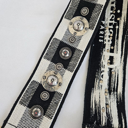 Dior White Patchwork Saddle bag with Bejeweled strap