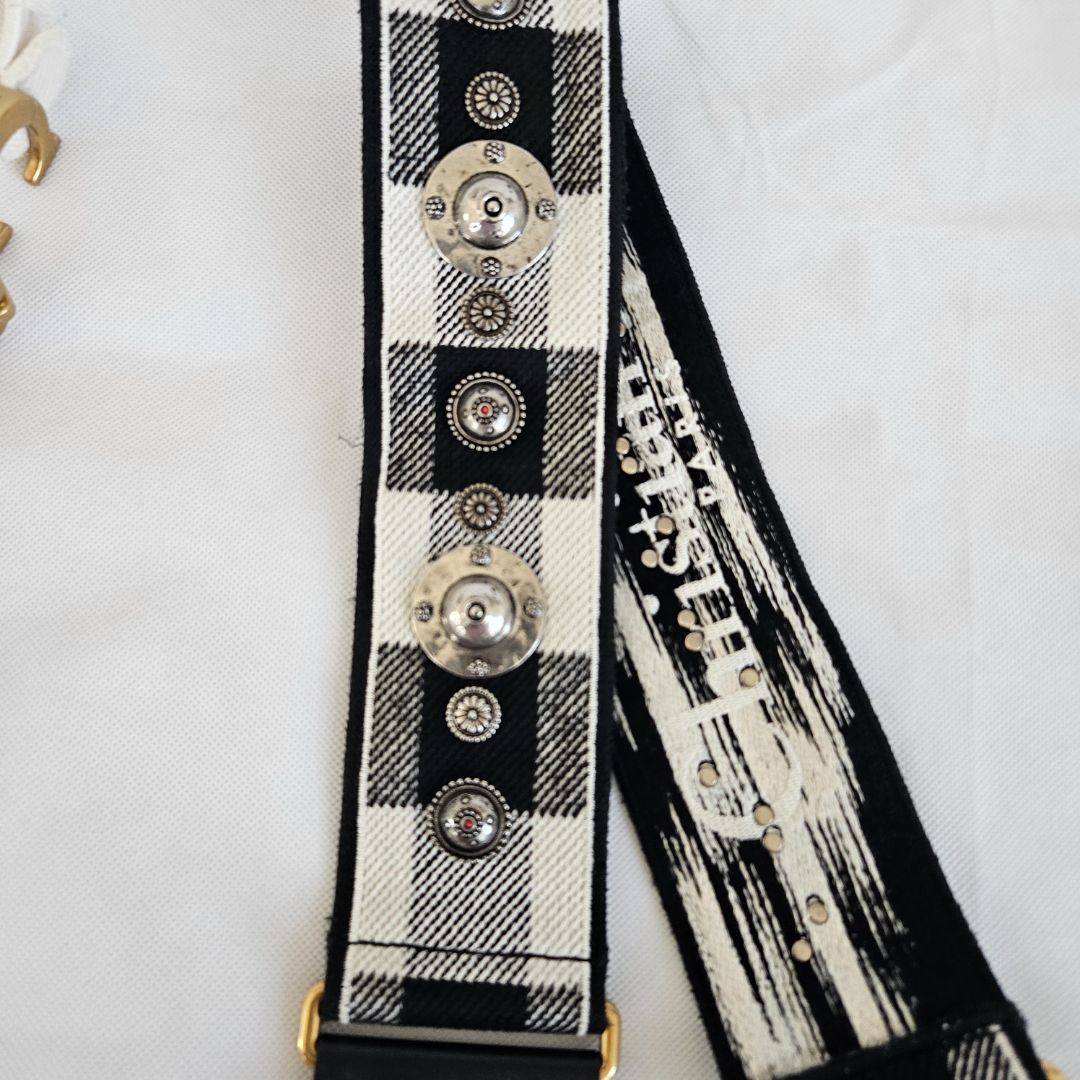 Dior White Patchwork Saddle bag with Bejeweled strap