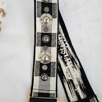 Dior White Patchwork Saddle bag with Bejeweled strap