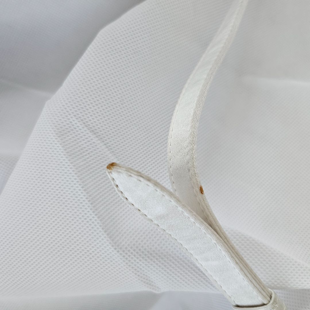 Dior White Satin Mini Lady Dior with Beaded Detail