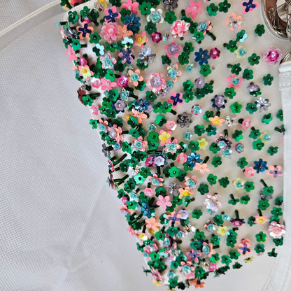 Dior White Satin Mini Lady Dior with Beaded Detail