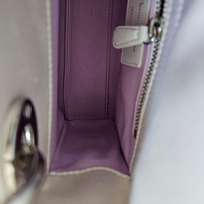 Dior White Satin Mini Lady Dior with Beaded Detail