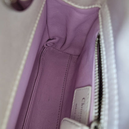 Dior White Satin Mini Lady Dior with Beaded Detail