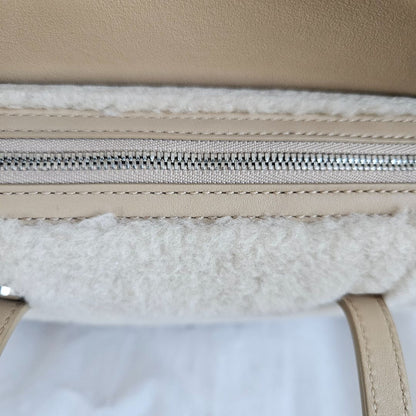 Loro Piana Happy Day Micro Leather And Cashmere And Silk-blend Fleece Tote