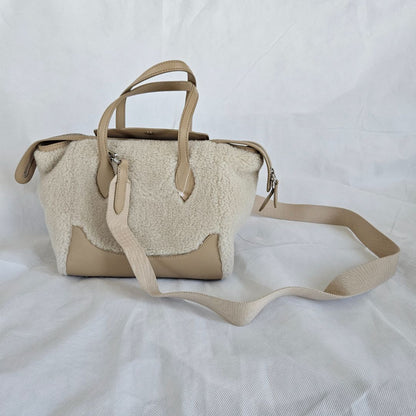 Loro Piana Happy Day Micro Leather And Cashmere And Silk-blend Fleece Tote