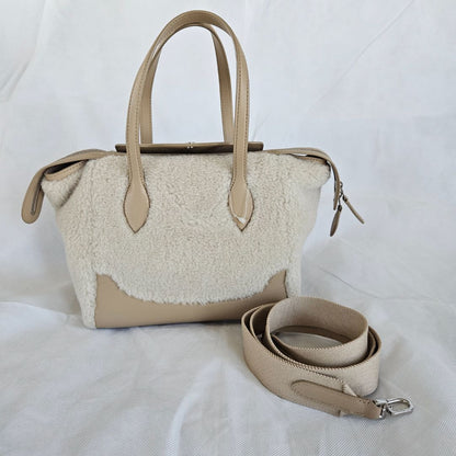 Loro Piana Happy Day Micro Leather And Cashmere And Silk-blend Fleece Tote