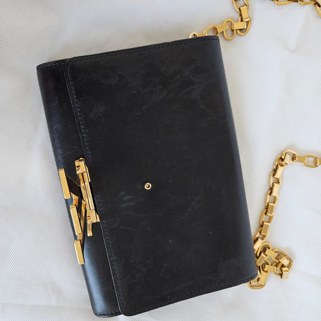 Louis Vuitton Black Leather Chain Louise GM Bag