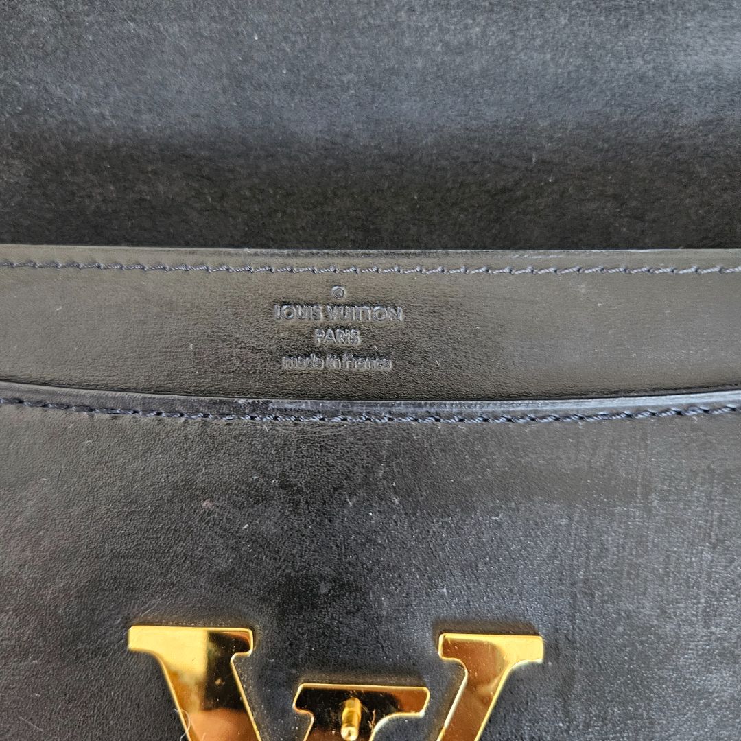 Louis Vuitton Black Leather Chain Louise GM Bag