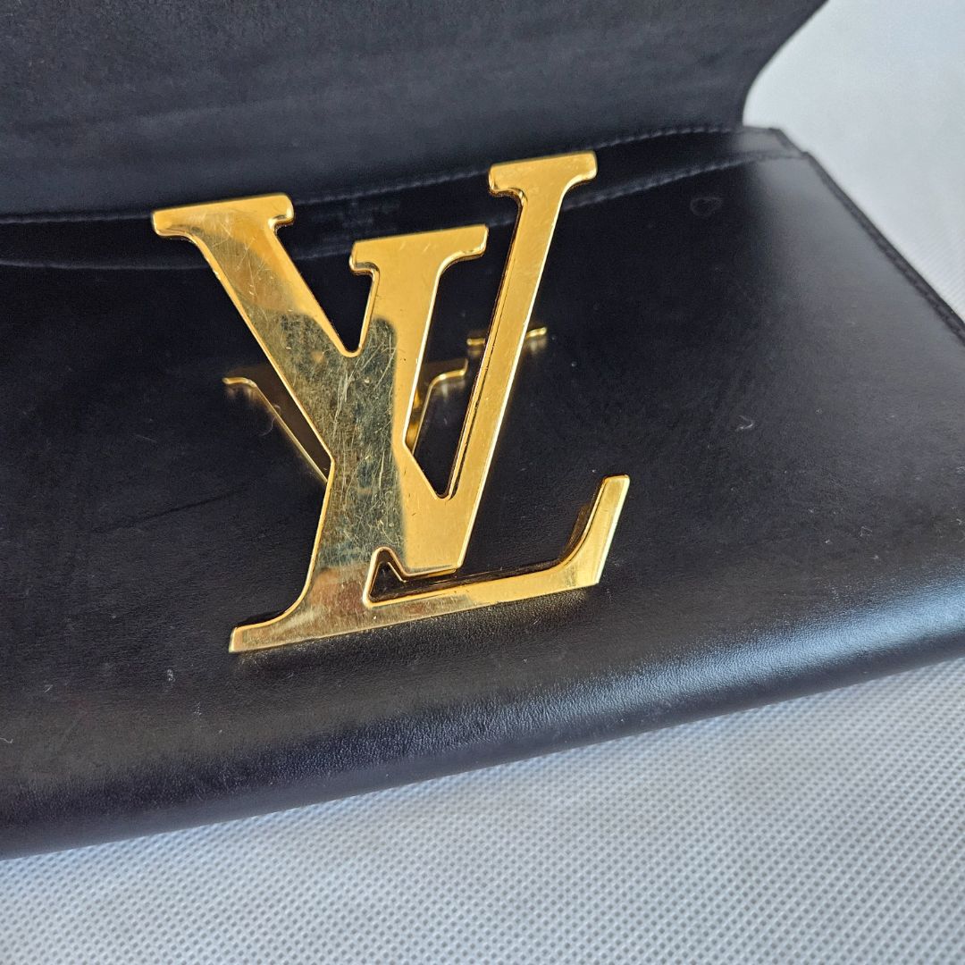 Louis Vuitton Black Leather Chain Louise GM Bag