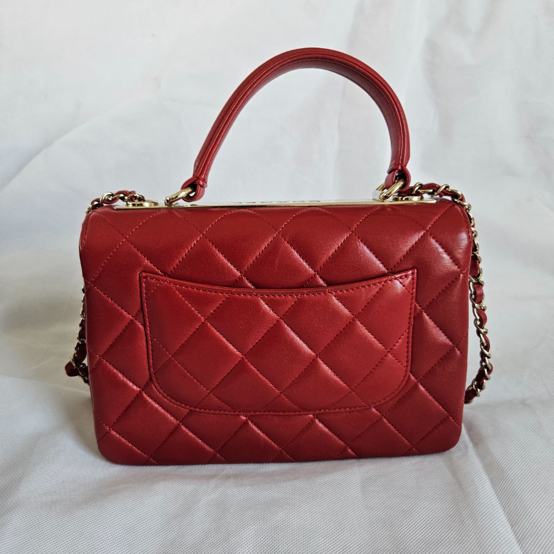 Chanel Trendy CC Red Quilted Top Handle Bag
