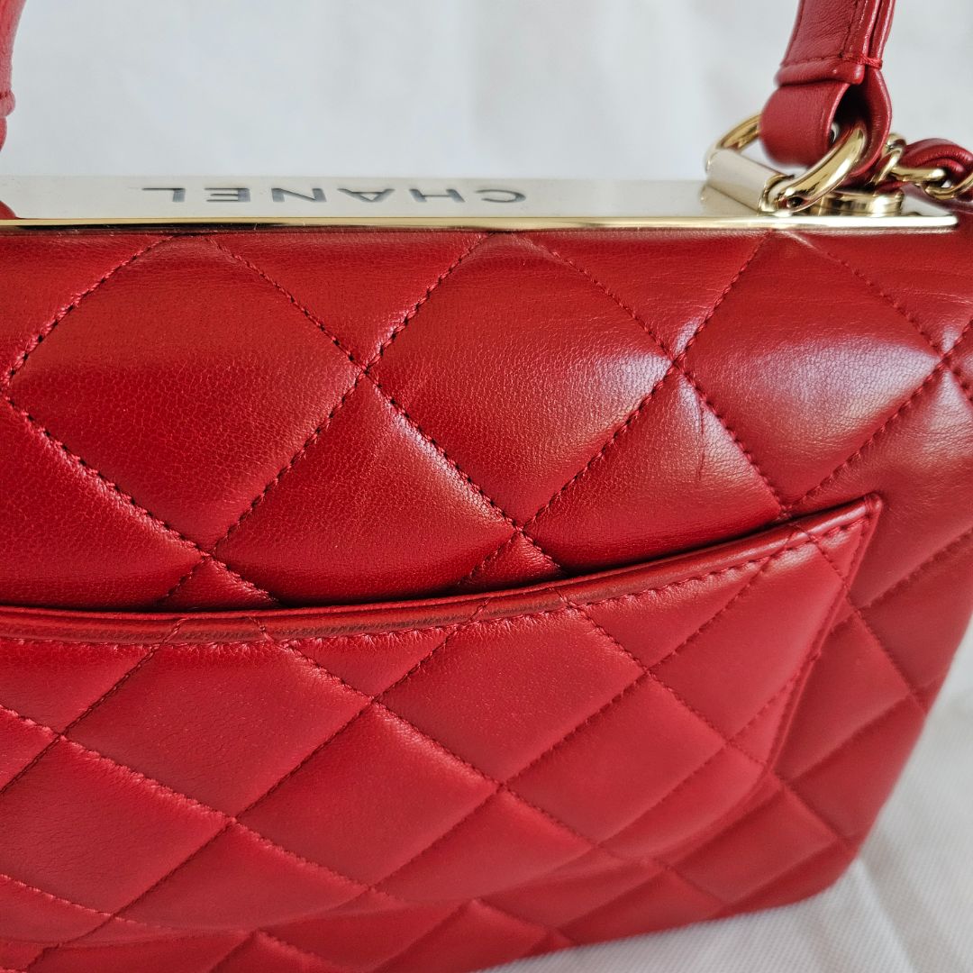 Chanel Trendy CC Red Quilted Top Handle Bag