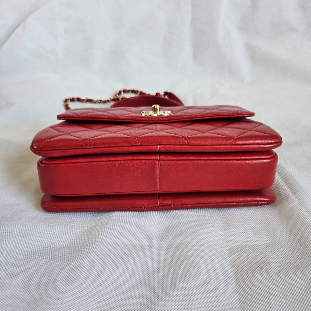 Chanel Trendy CC Red Quilted Top Handle Bag