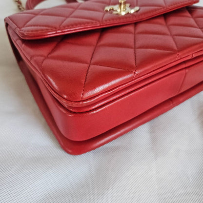 Chanel Trendy CC Red Quilted Top Handle Bag