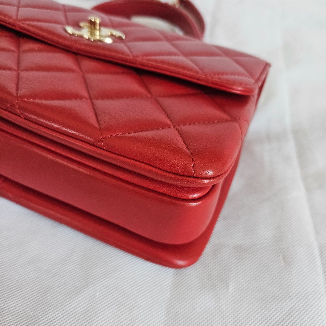 Chanel Trendy CC Red Quilted Top Handle Bag