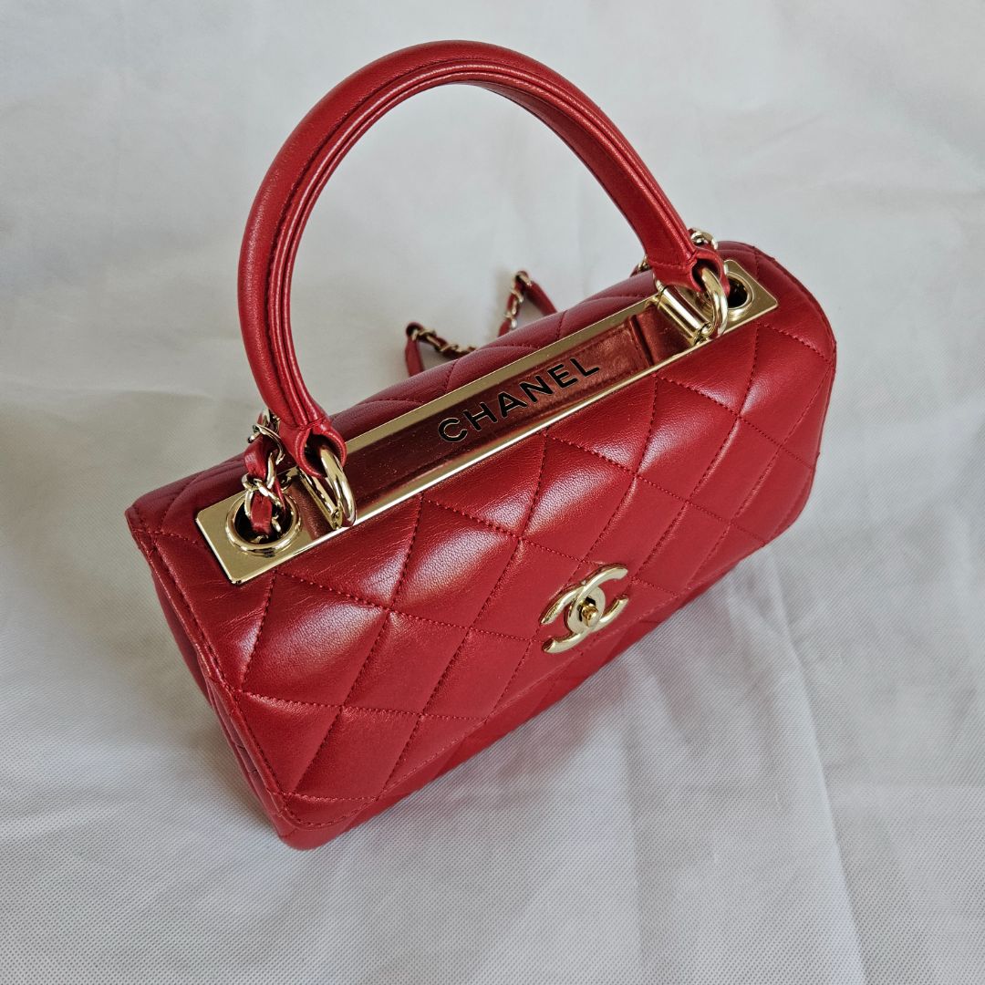 Chanel Trendy CC Red Quilted Top Handle Bag
