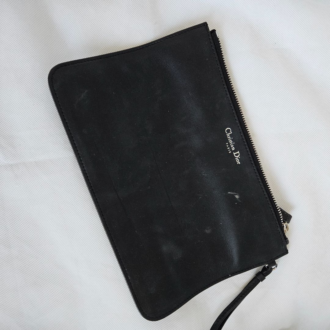 Dior Metallic Blue/Black Tweed and Leather Medium