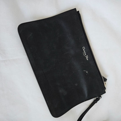 Dior Metallic Blue/Black Tweed and Leather Medium