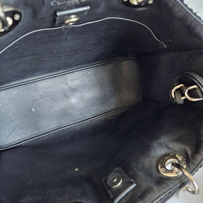 Dior Metallic Blue/Black Tweed and Leather Medium