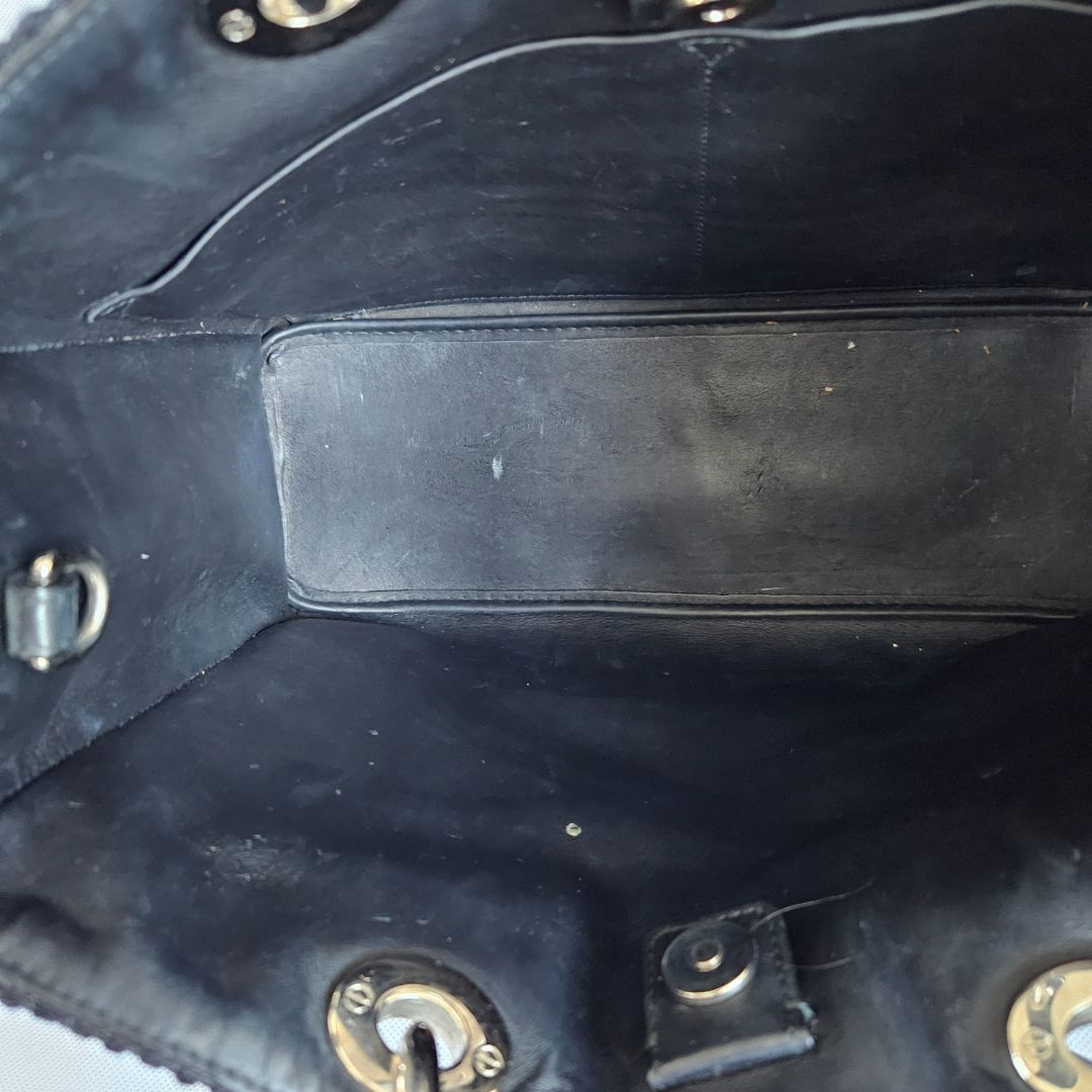 Dior Metallic Blue/Black Tweed and Leather Medium