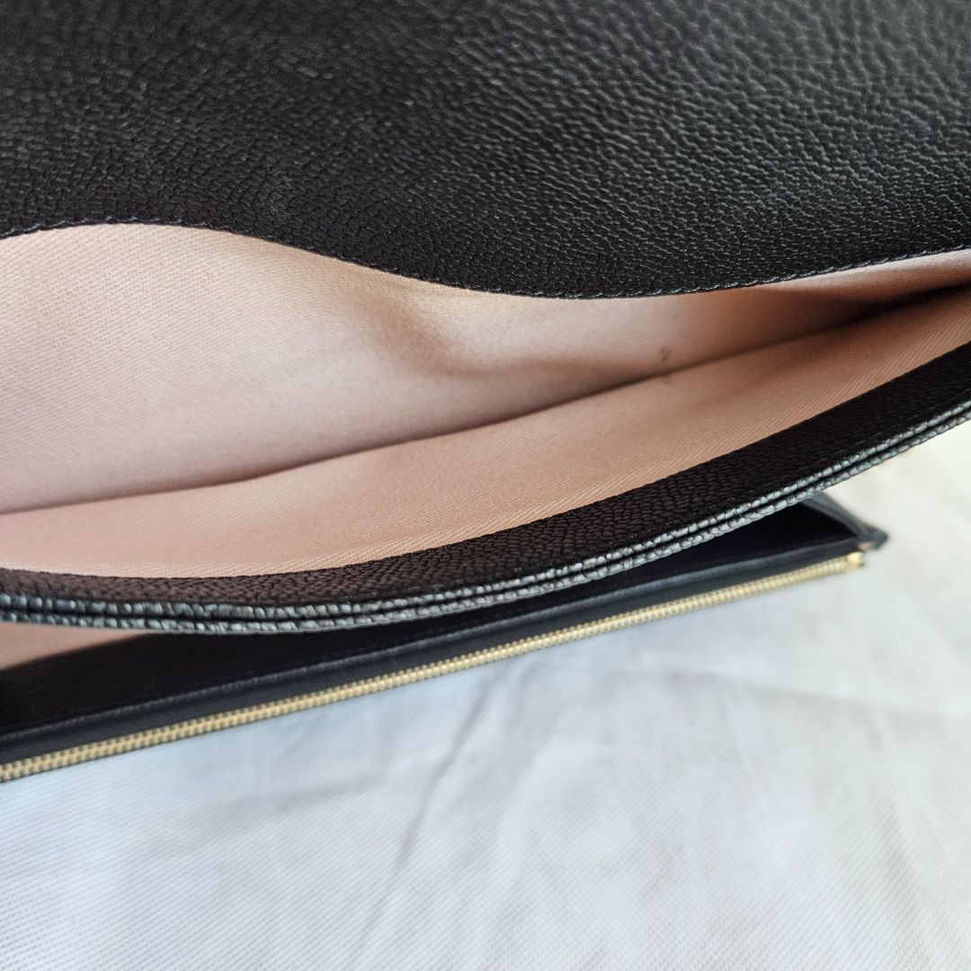 Chanel black quilted leather thread around wallet on chain