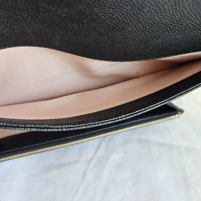 Chanel black quilted leather thread around wallet on chain