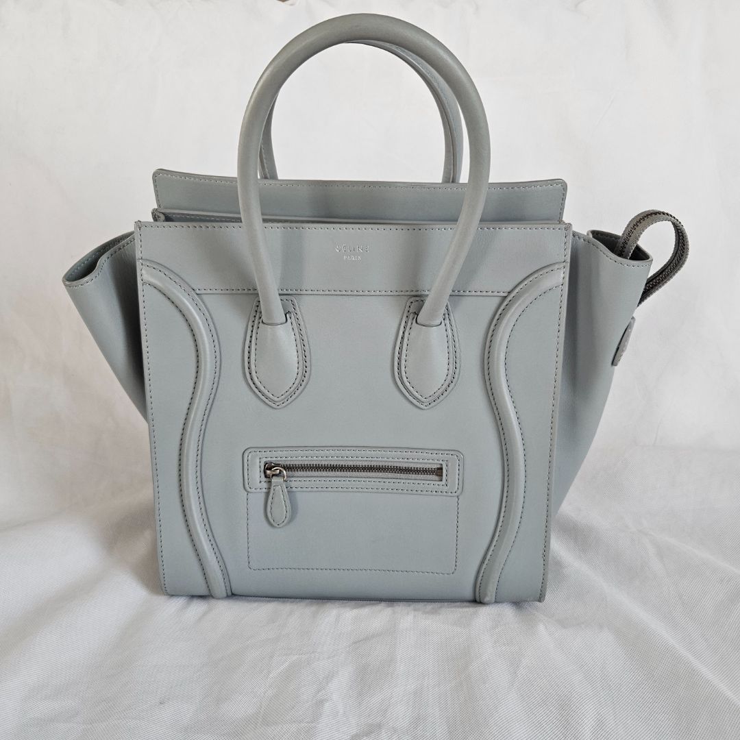 Celine Grey Leather Mini Luggage Tote