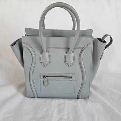 Celine Grey Leather Mini Luggage Tote