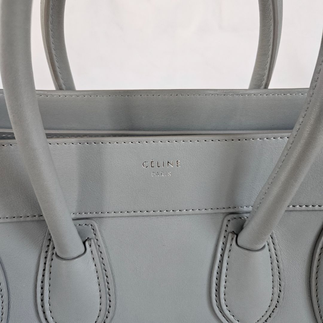 Celine Grey Leather Mini Luggage Tote