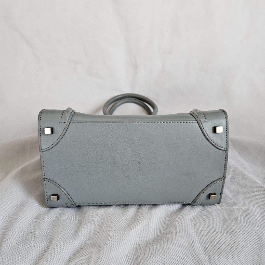 Celine Grey Leather Mini Luggage Tote