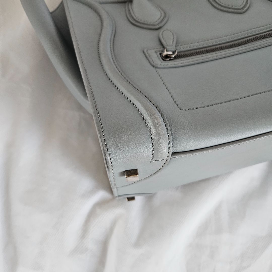 Celine Grey Leather Mini Luggage Tote
