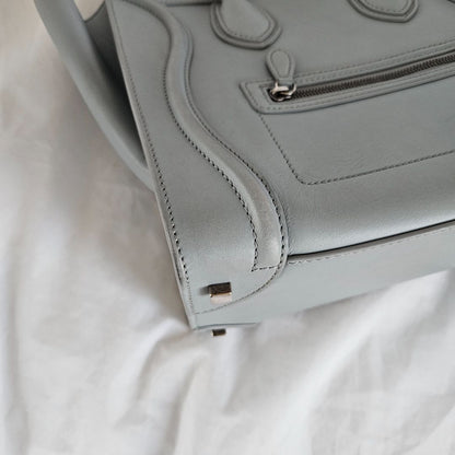 Celine Grey Leather Mini Luggage Tote