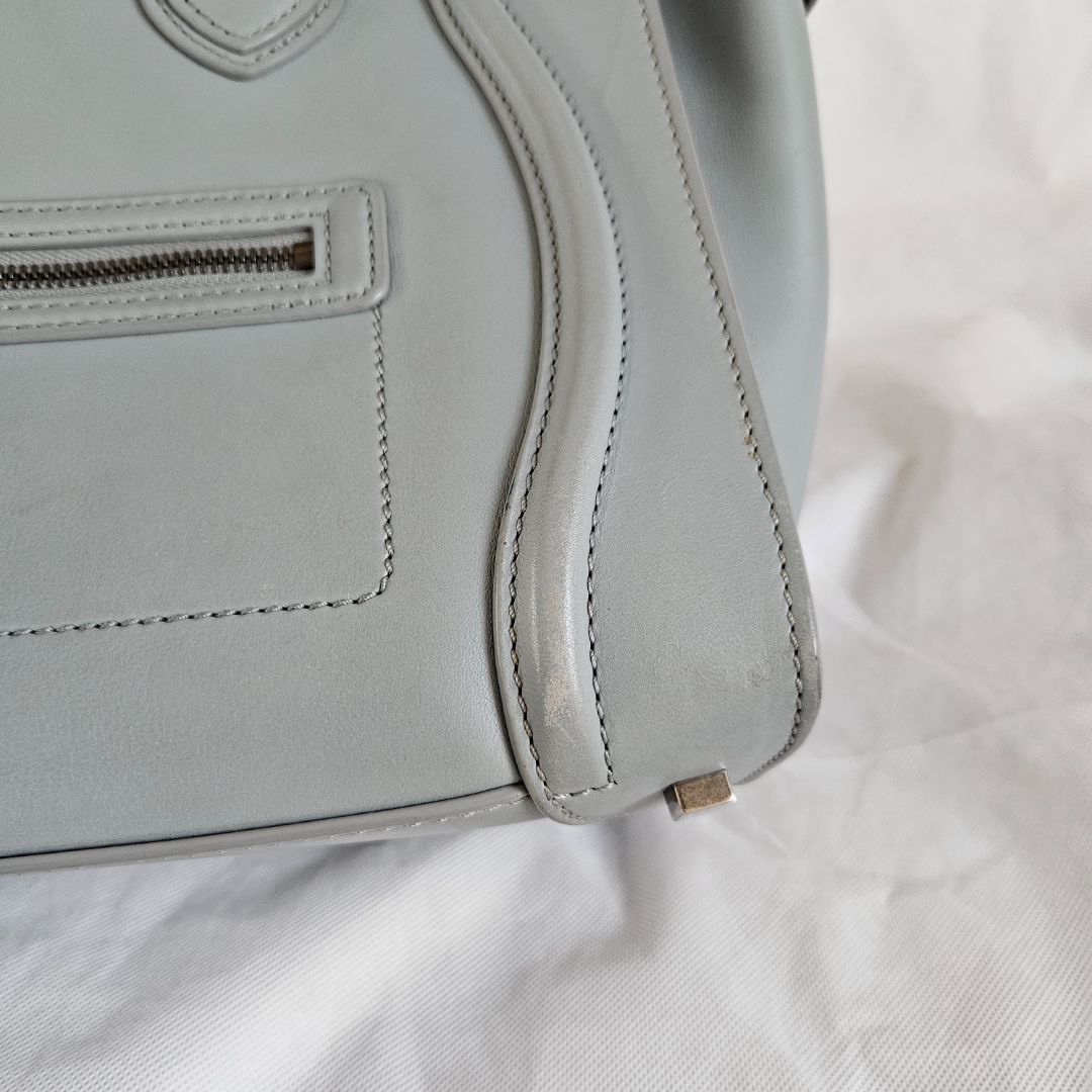 Celine Grey Leather Mini Luggage Tote