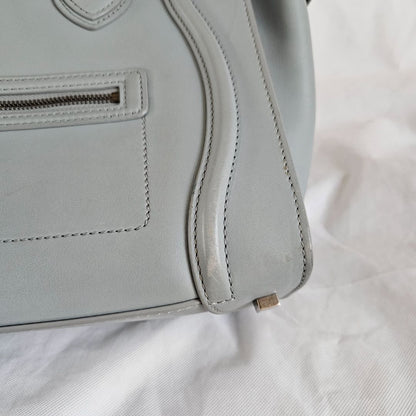 Celine Grey Leather Mini Luggage Tote