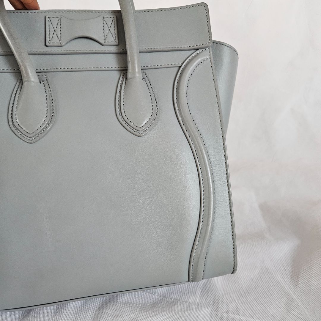 Celine Grey Leather Mini Luggage Tote