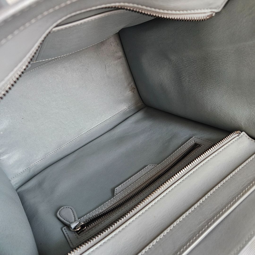 Celine Grey Leather Mini Luggage Tote