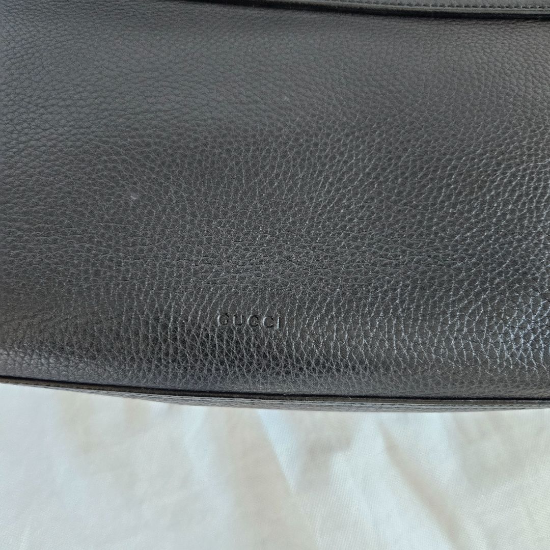 Gucci Black Leather Large GG Marmont Shoulder Bag