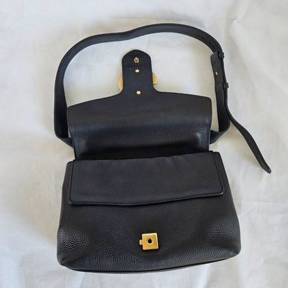 Gucci Black Leather Large GG Marmont Shoulder Bag