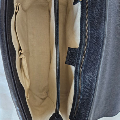 Gucci Black Leather Large GG Marmont Shoulder Bag