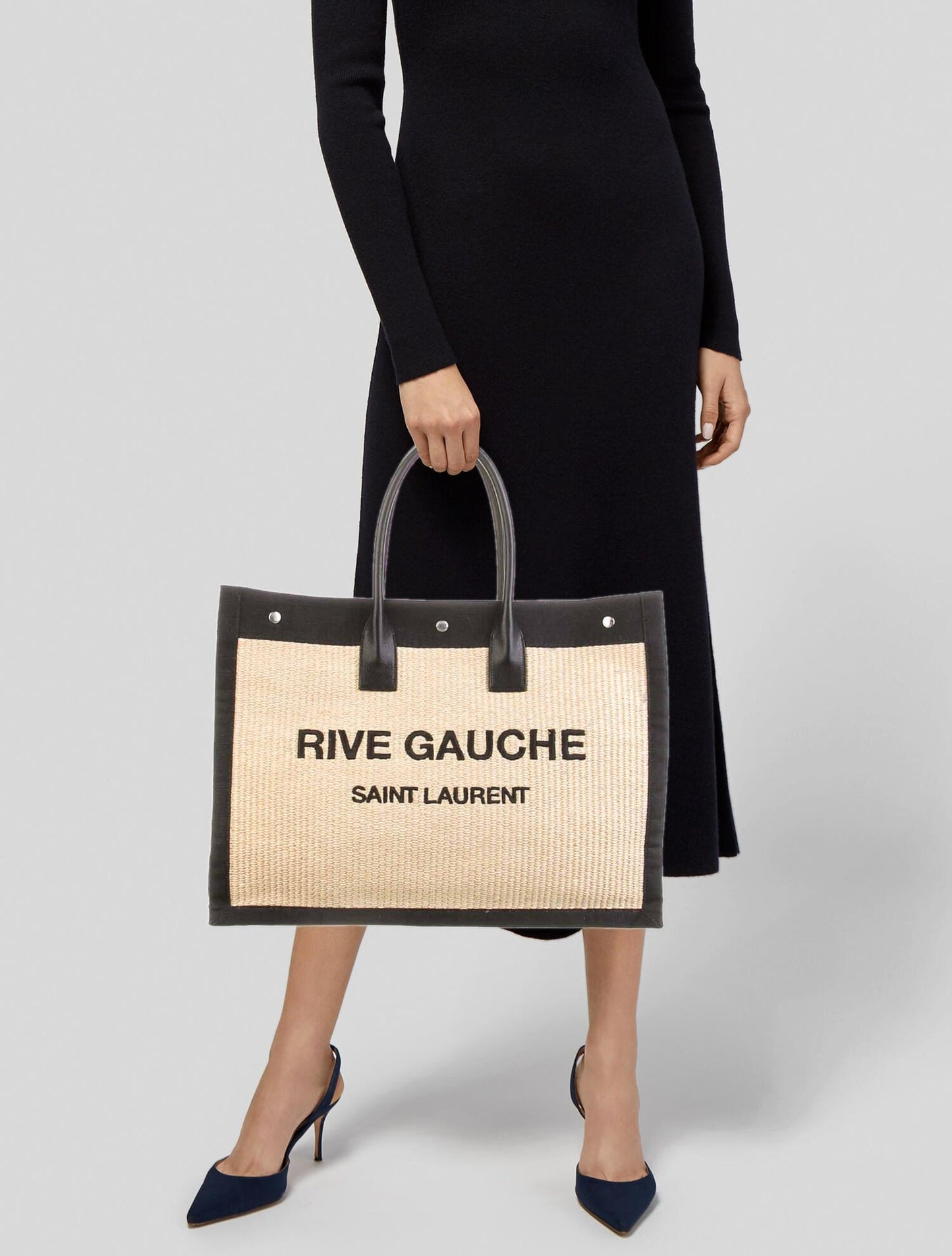 Saint Laurent Rive Gauche Raffia Tote