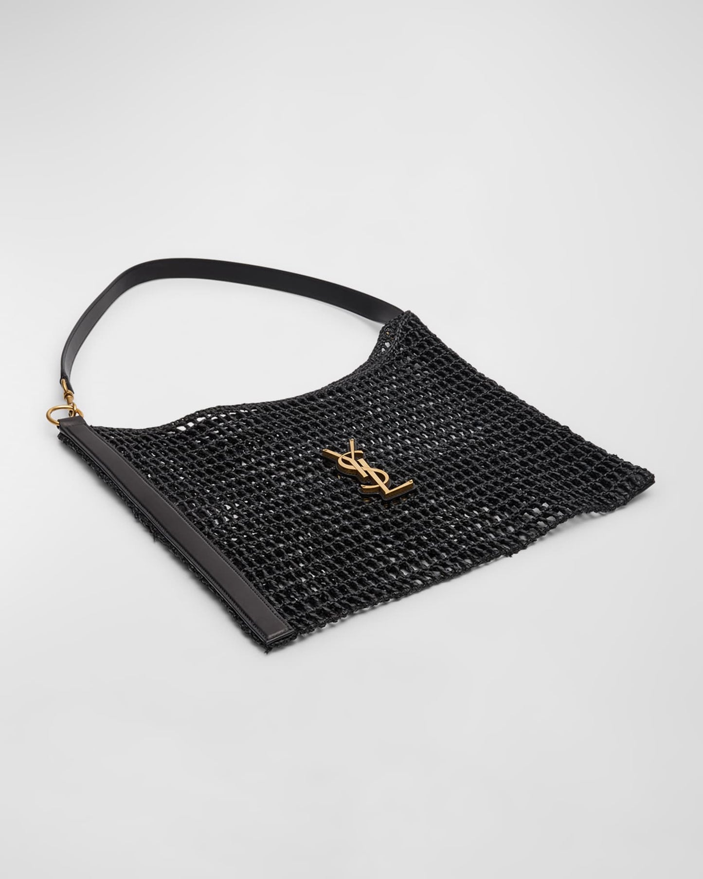 Saint Laurent Xalis YSL Shoulder Bag in Raffia Macrame