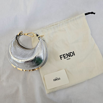 Fendi silver metallic leather mini-bag