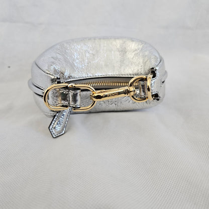 Fendi silver metallic leather mini-bag