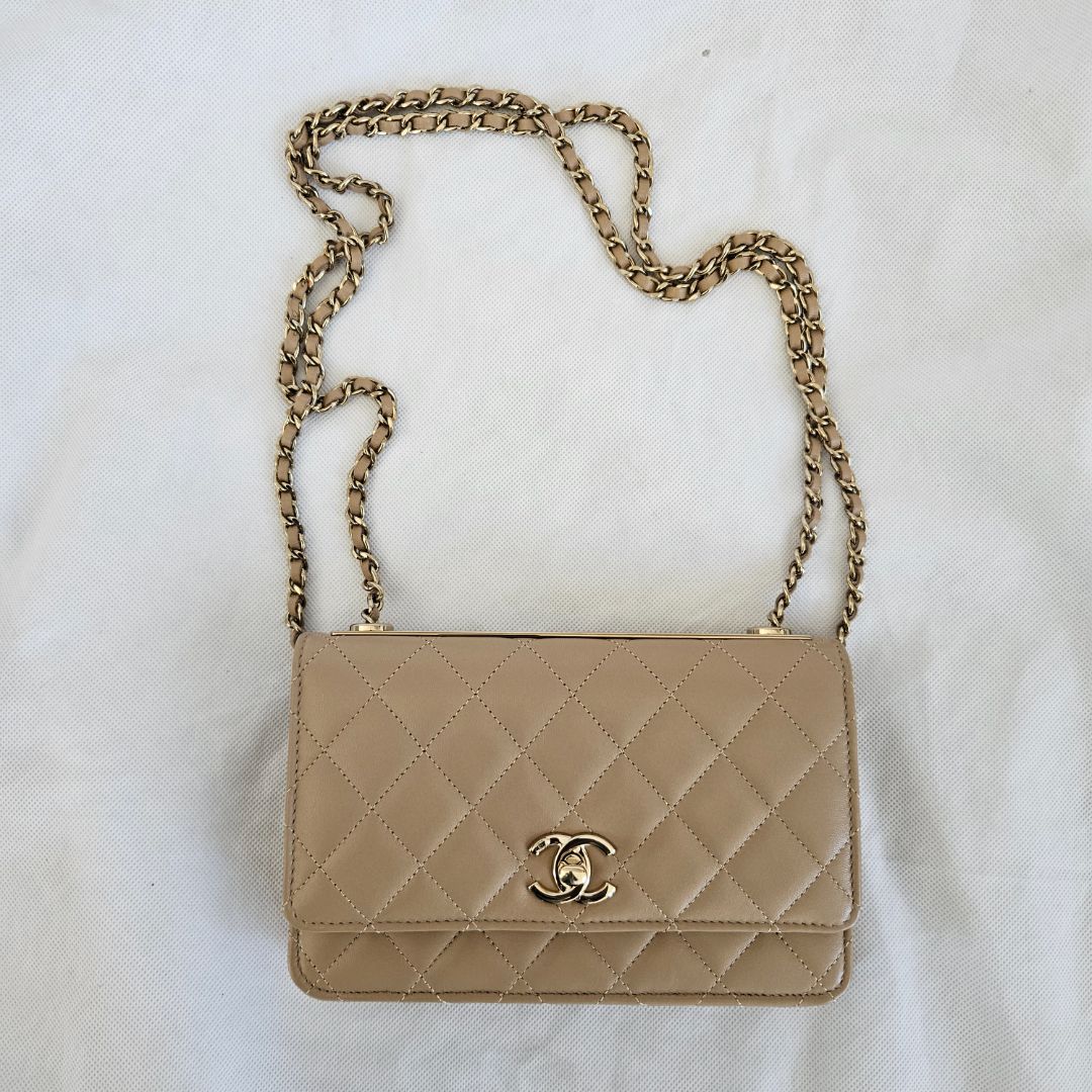 Chanel Nude Lambskin Trendy CC Wallet On Chain