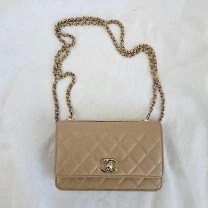 Chanel Nude Lambskin Trendy CC Wallet On Chain