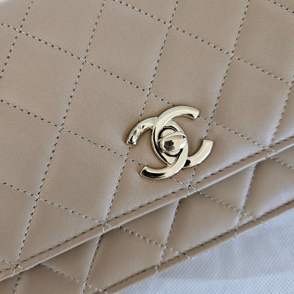 Chanel Nude Lambskin Trendy CC Wallet On Chain