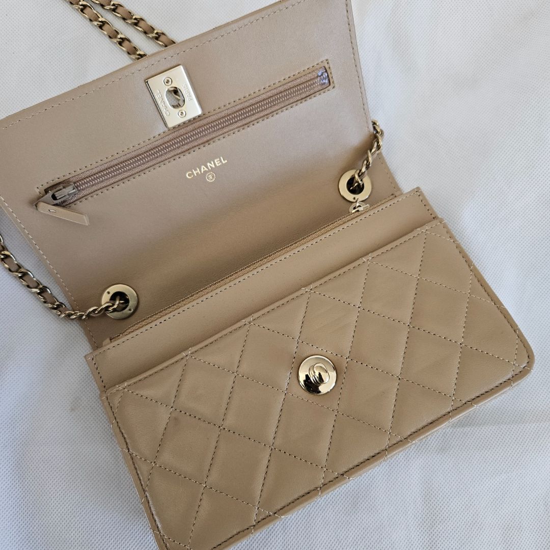 Chanel Nude Lambskin Trendy CC Wallet On Chain