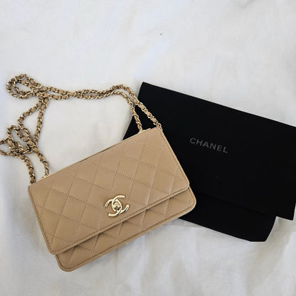 Chanel Nude Lambskin Trendy CC Wallet On Chain