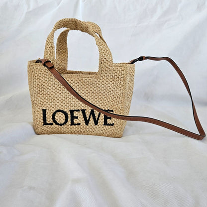 Loewe Font Tote Small Bag in Raffia